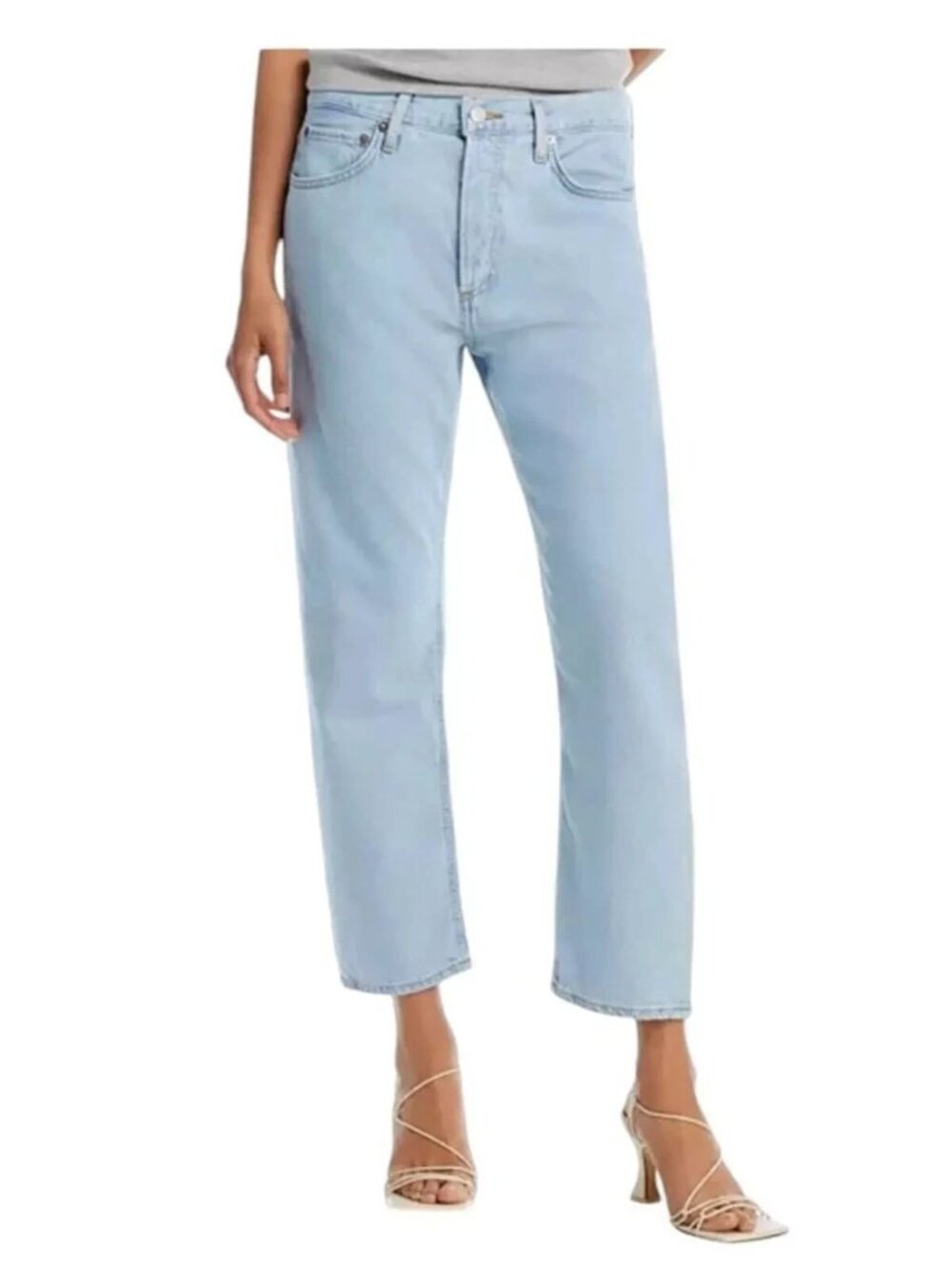 NWOT AGOLDE PARKER Easy Straight Jeans Relaxed Cropped In Pivot Light Wash 32